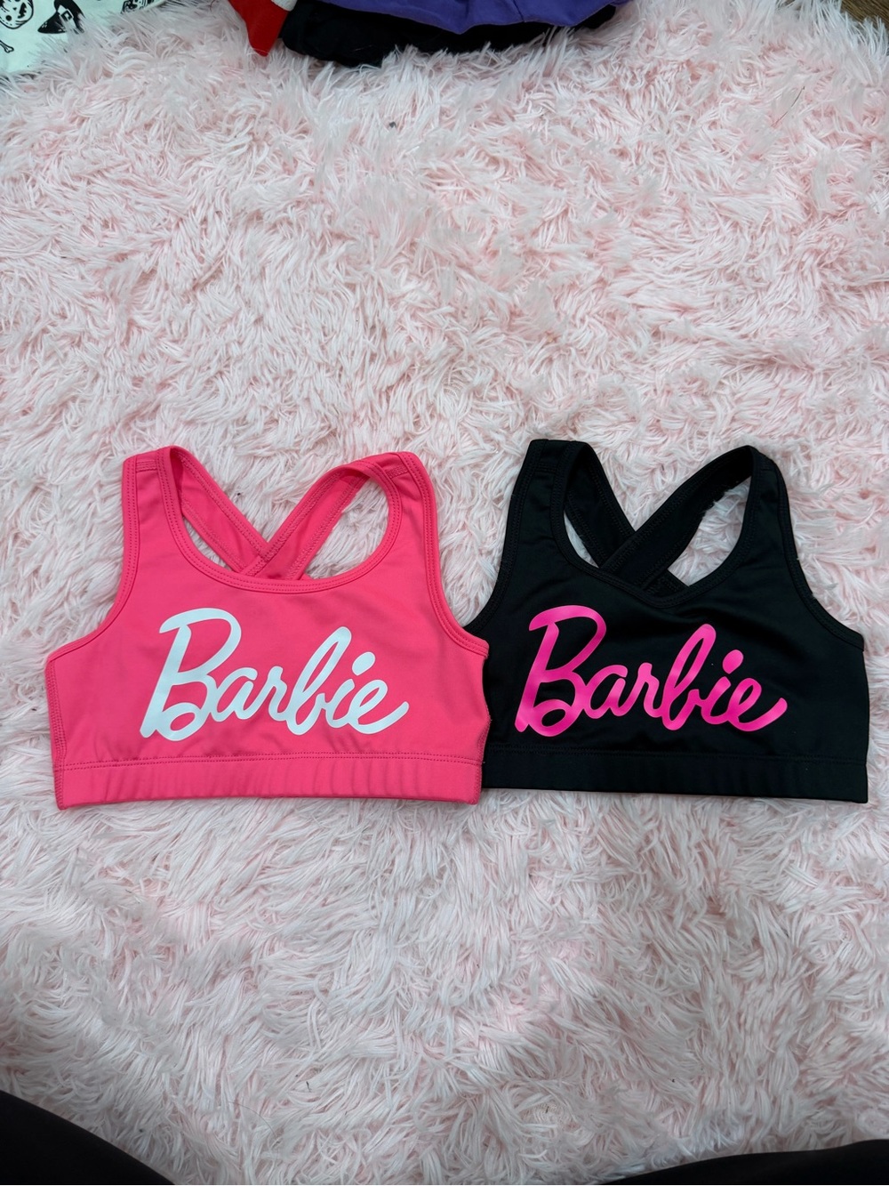 Barbie Girls Logo Racerback Sports Bras - Pink & Black